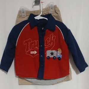 Baby TOGS, Kids Truck Design Matching Set - Red and Blue